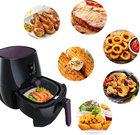 Air Fryer Parchment Paper, 200pcs 9 Inch Perforated Unbleached Square Liners for Easy Cleanup