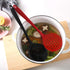 Silicone Skimmer Spoon Set 2, Non-Stick Cooking Slotted Strainer with Long Handle, Red and Black Kitchen Ladle
