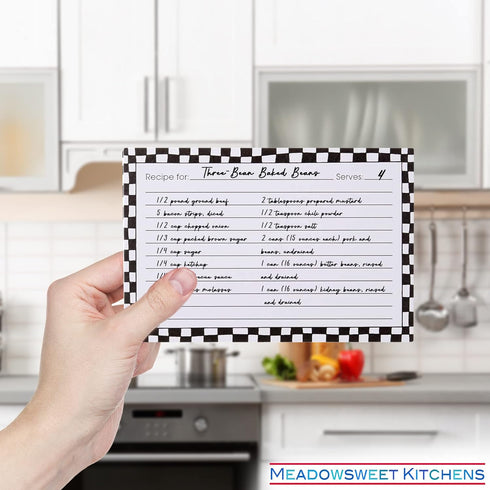 Meadowsweet Kitchens Recipe Card Set: 25 Double-Sided Recipe Cards 4 x 6 Inch for a Recipe Card Box