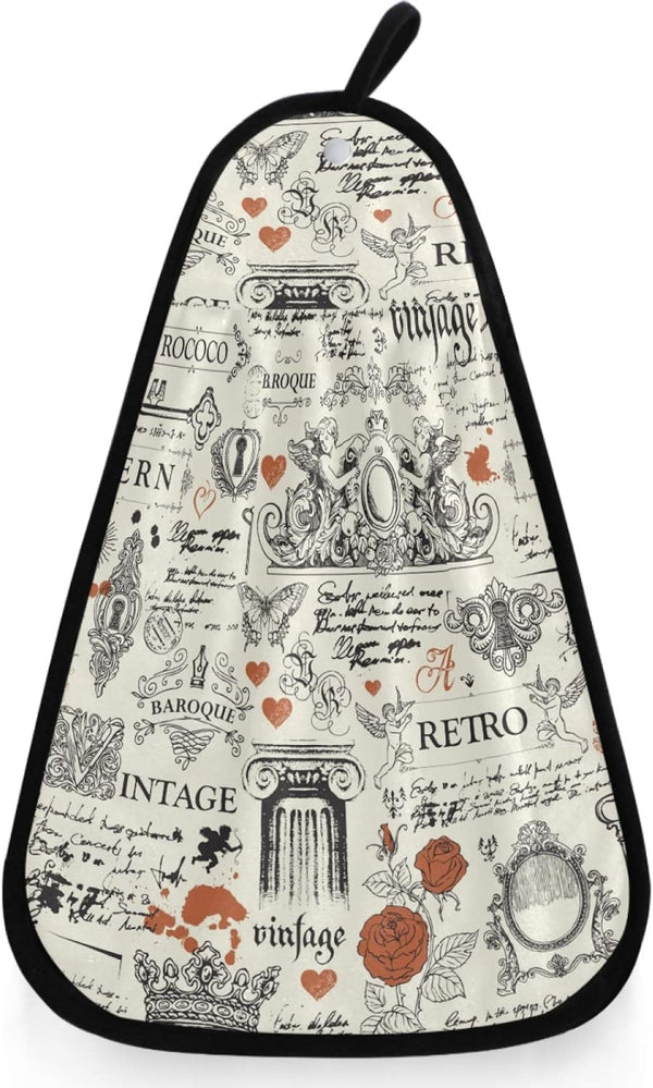 visesunny Vintage Style Red Rose and Art Object Hand Towel for Kitchen Bathroom