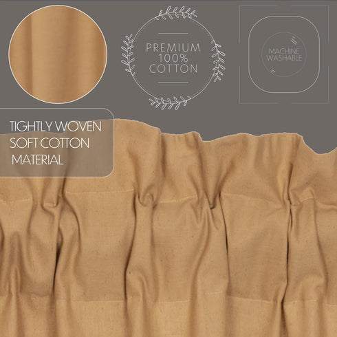 VHC Brands Simple Life Flax Khaki Country Farmhouse Kitchen Window Curtain Valance, 16x72