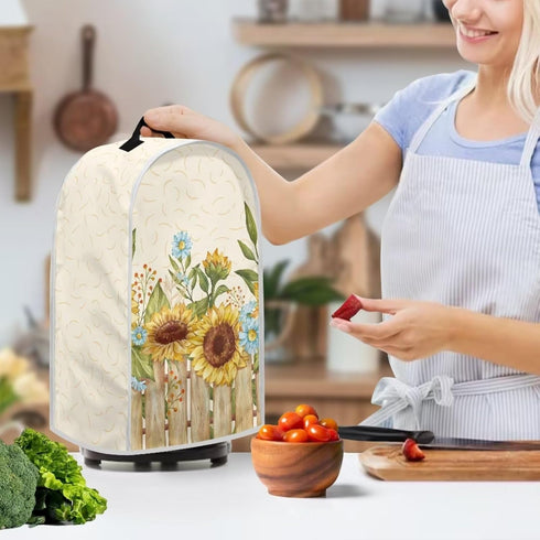 Wood Sunflower Blender Dust Cover, Anti Fingerprint Polyester Dust Proof Cover for Stand Mixer or Coffee Maker