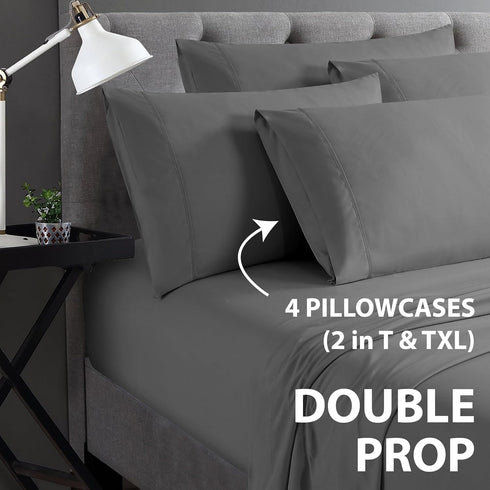 Home Collection Micro Caress Luxurious Sheet Set - 90GSM 4-Piece Full Size - Gray Color