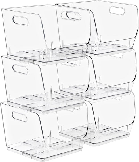 Sorbus Stackable Storage Bins Open Front, Clear Stackable Storage Bins, Pantry Bins
