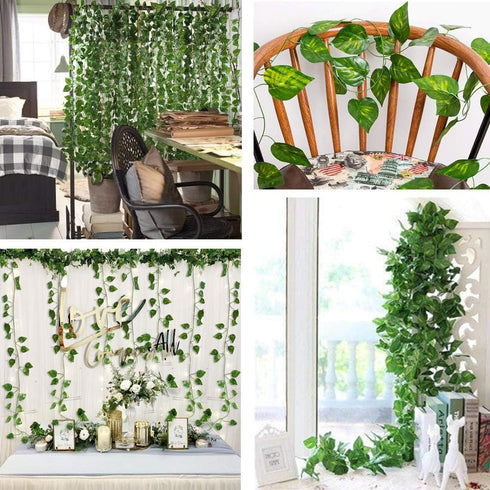 168 Feet Artificial Vines Greenery Garland, Faux Hanging Leaves Plants for Wedding Party Home Office Decorations