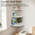 7inch Set 2 White Corner Shelf, Wall Mount Natural Oak Wood Floating Corner Wall Shelf Round End Small Corner