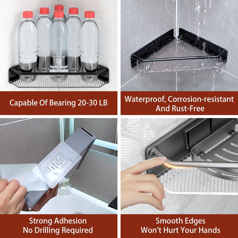 2 Pack Corner Shower Caddy, Adhesive Bathroom ShelvesAcrylic Shower Shelf Rack, No Drilling Bathroom Organizers