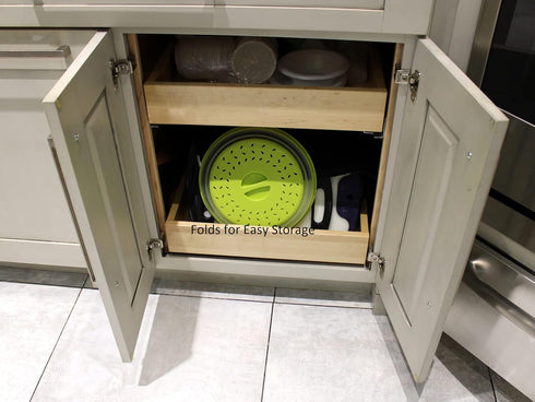 Dependable Industries' 2-in-1 Collapsible Microwave Splatter Guard Cover & Vegetable Washing Colander