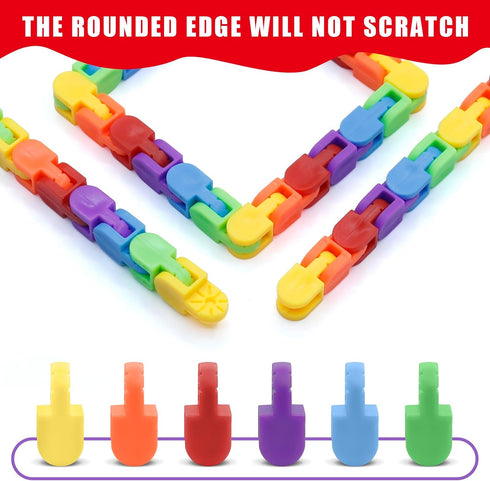 30 Pack Rainbow Wacky Track Toys Snap and Click Fidgets Toys - Party Favors Bulk, Finger Sensory Toy for Stress Relief