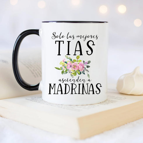 YouNique Designs Will You Be My Godmother Proposal Mug, 11 Ounces, Godmother Gifts from Godchild (Black Handle)