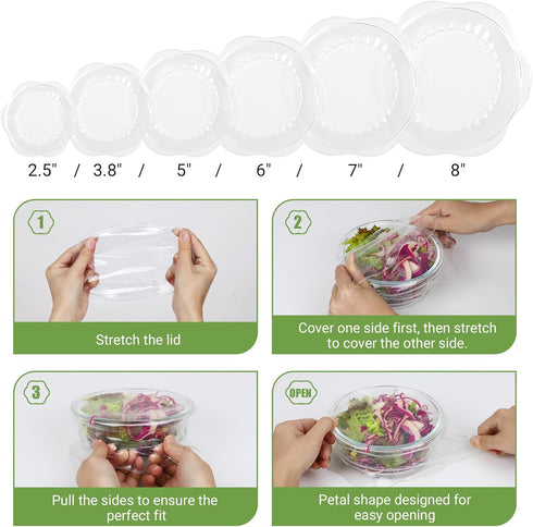 Silicone Stretch Lids for Food Storage, Reusable Elastic Bowl Covers for Containers, Food Grade Silicone Microwave Cover
