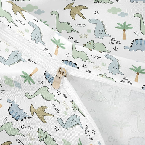 Set Set 1 Kids Dinosaur Duvet Cover,Cute Cartoon Dino Animal Bedding Watercolor Cloud Jungle Trees Comforter Cover(No