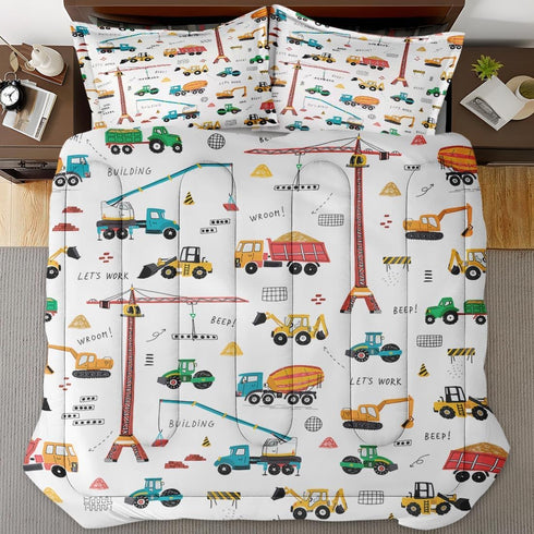 Set Sets 1 1 Construction Vehicle Car Comforter for Boys Kids Toddlers Teens Adults Twin, City Truck Bedding Water