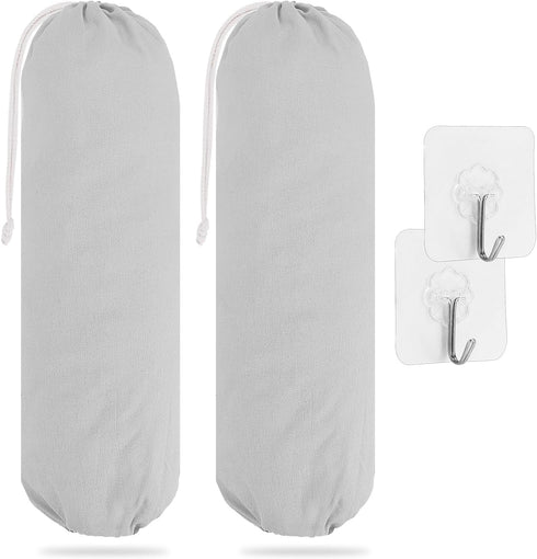 SWISSELITE 2Pcs Plastic Bag Holder - Reusable Grocery Bag Organizer, Wall Mount, 22x9 IN