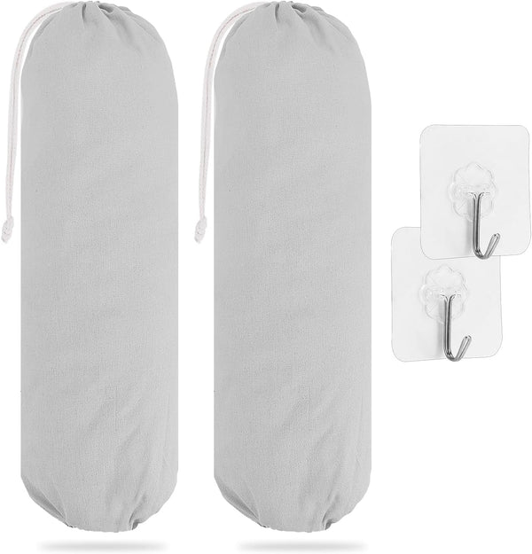 SWISSELITE 2Pcs Plastic Bag Holder - Reusable Grocery Bag Organizer, Wall Mount, 22x9 IN