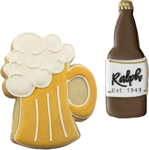 Ann Clark 2-Pc. Cocktail Cookie Cutters Set, Beer Mug/Stein & Beer/Soda Bottle, Made in the USA
