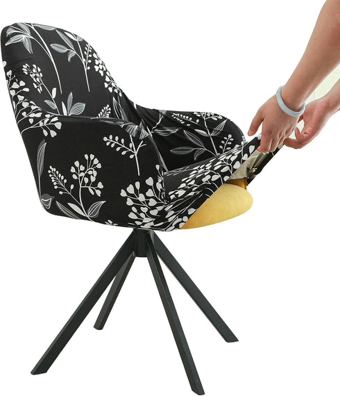Iauddy Swivel Armchair Accent Dining Chair Cover for Office, Stretch Mid-Back Office