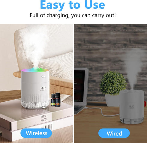 Besky Mini Portable Cool Mist Humidifier, 2 Modes with 7 Color Light for Baby Bedroom