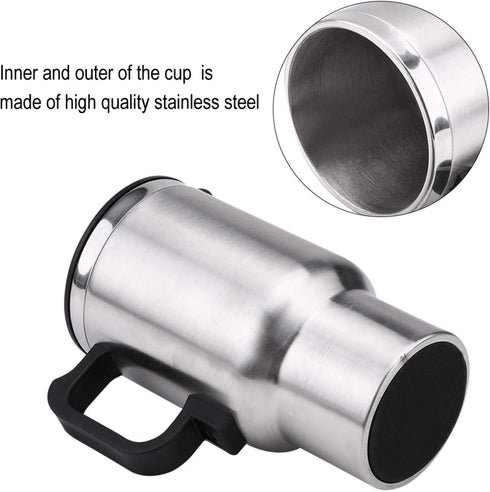 Gorgeri 12V Car Kettle, 450ml Electric In-Car Stainless Steel Heating Cup for Coffee Tea