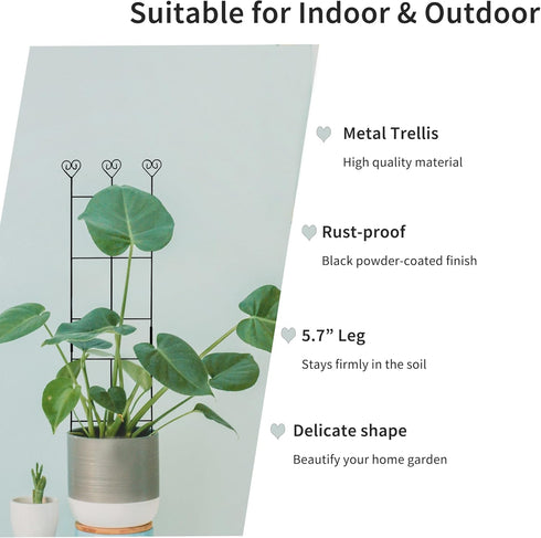 Hensal 2 Pack 30'' Plant Trellis for Climbing Plants Indoors, Metal Garden Trellis for Potted Houseplant, Rustproof
