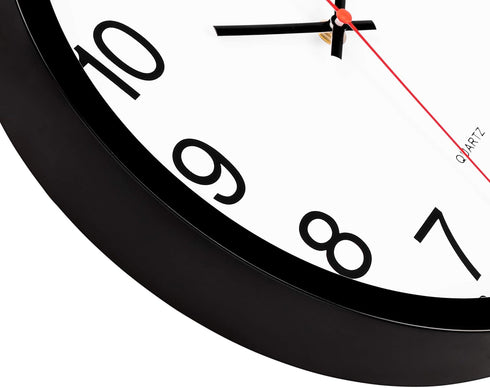 Foxtop Black Wall Clock, Silent Non-Ticking 12 Inch Quartz Battery Operated Round Analog Clock for Home