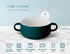 Kook Soup Crocks, Set of 4 Ceramic Bowls, 18 oz, Hunter Green, Broil, Oven, Microwave and Dishwasher Safe with Handles