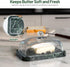 Countertop Koville Green Marble Butter Dish with Glass Lid for and Refrigerator Door Shelf, Green Marble Butter Keeper