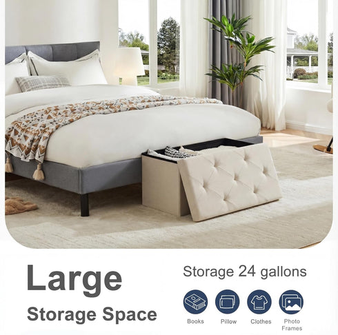 30in 350Lbs,Storage DUMOS Storage Ottoman Bench, Foot Rest Stool Load Chest with Padded Seat, End of Bed Bedroom Bench