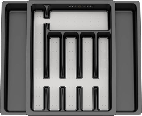 JULY HOME Expandable Kitchen Drawer Organizer, Plastic Flatware Drawer Organizer/Utensil Holder, Multipurpose