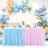 Suppromo 6ft Pink and Blue Tulle Table Skirt for Gender Reveal Baby Shower Party Decorations
