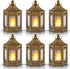 Mini Star Lantern with Flickering LED - Set of 6 Copper Brushed Decorative Hanging Light for Indoor Use