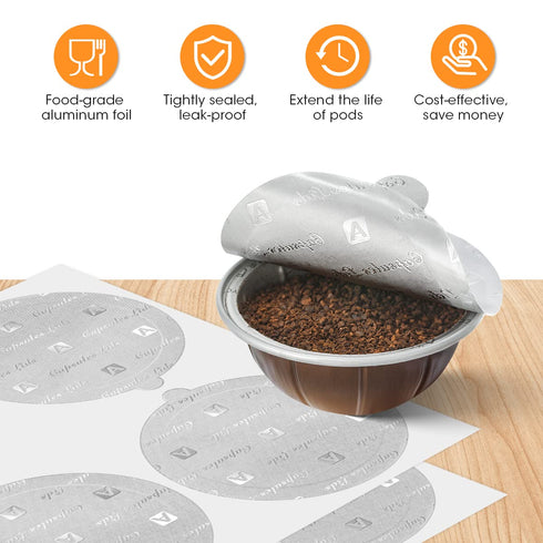 Aieve 120Pcs Aluminum Foil Seals Lid for Reusable Nespresso Pods, Vertuo Compatible with Nespresso Refillable Capsule