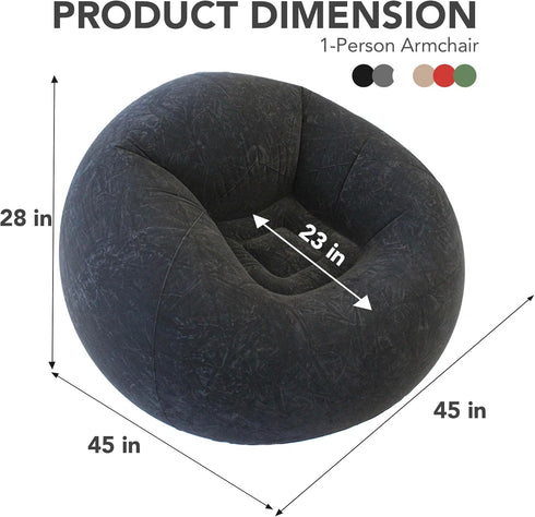 45x45x28 Inflatable Beanless Bean Bag Chair Lounge Sofa - Blue