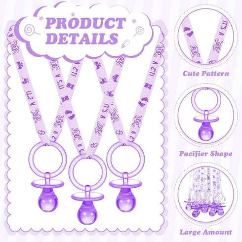 36 Tigeen Pcs Shower Party Pacifiers Necklace Acrylic Pacifiers Favors Plastic Charm for Shower Party Decorations Table