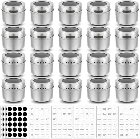 Bekith 20 Pack Magnetic Spice Jars, Magnetic Spice Containers for Refrigerator, Seasoning