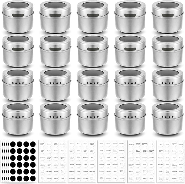 Bekith 20 Pack Magnetic Spice Jars, Magnetic Spice Containers for Refrigerator, Seasoning