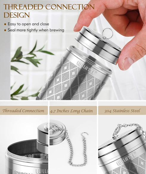 Tea Infusers for Loose Tea – 18/8 Stainless Steel Tea Strainer Set, Extra Fine Mesh Tea Steeper for Brew Tea, Spices &