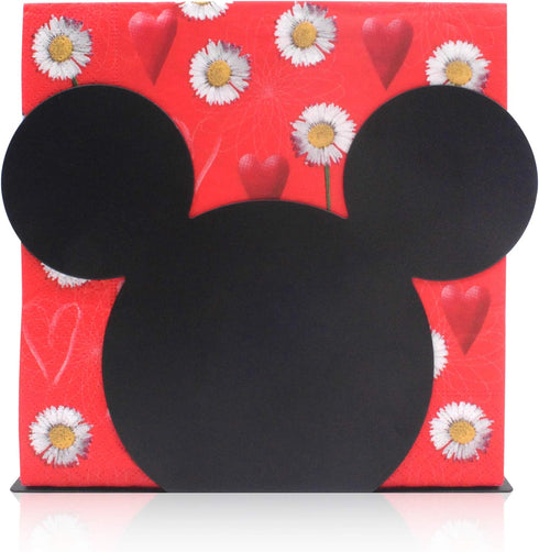 BLACK Mickey Head Premium Stainless Steel Napkin Holder Stand for Kitchen Table and Party