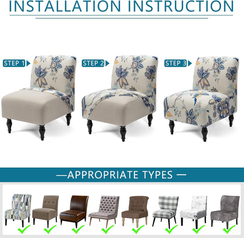 Armless Armless 1) Liykimt Accent Chair Cover Slipcover,Slipper Chair Stretch Spandex Removable for Chair Furniture