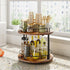 12" 2 Countertop KLM Wood Lazy Susan, Rotating Spice Rack, Tier Spice Turntable Organizer, Industrial Turntable Spice