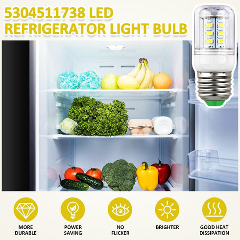 KEI D34L Refrigerator Bulb Replacement, 2 Pack LED for Frigidaire Kenmore Electrolux 5304511738, 110V-240V