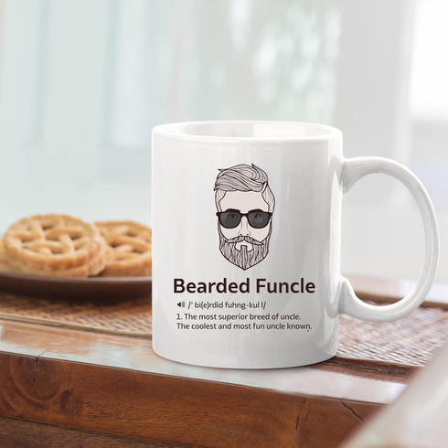Panvola Bearded Funcle Definition Mug | Uncle Gifts from Niece Nephew, Father's Day Funny Ceramic Coffee Cup