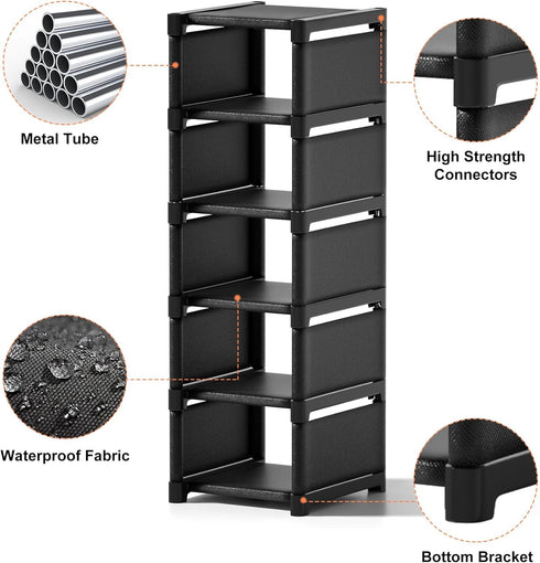 XXXAXXX 6-Tier 9.84" Closet Narrow Shoe Rack, Vertical Small Space Shoe Organizer, Compact Slim Shoe Shelf