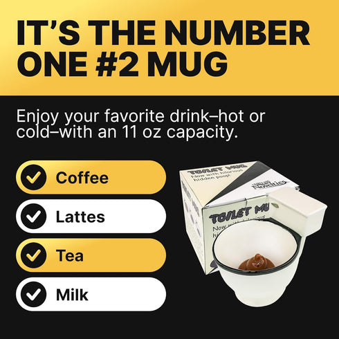 Fairly Odd Novelties Ceramic Toilet Coffee Mug - Now With Hidden Poop, 11-Ounces, White