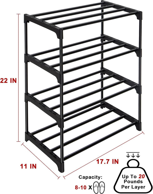 4-Tier Closet LNYZQUS Upgrade Small Shoe Rack, Metal Stackable Kids Shoe Shelf Storage Shoe Stand Organizer