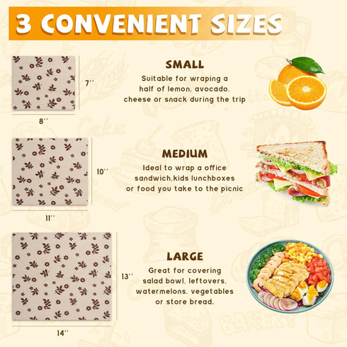VAKEEN 3 Beeswax Bread Bags, Reusable Organic Linen Beeswax Bread Bag for Sourdough, Keep Fresh and Large Capacity