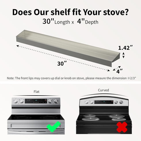 30" Mount Walker Upgrade Stainless Steel Stove Top Shelf, Magnetic Shelf for Kitchen, Over The Stove Spice Rack