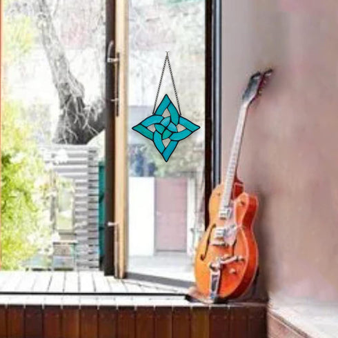 Celtic Trinity Knot Stained Glass Window Hanging Suncatcher Ornament, Handmade Irish Decoration Birthday Gifts for