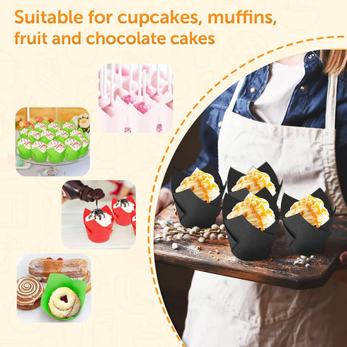 Baking Cups 100Count: Standard Tulip Cupcake Liners, Greaseproof Muffin Liners for Wedding Birthday Party