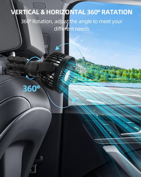 Mini Stroller Fan, Portable Battery Operated Clip on Fan with LED Display for Outdoor Travel